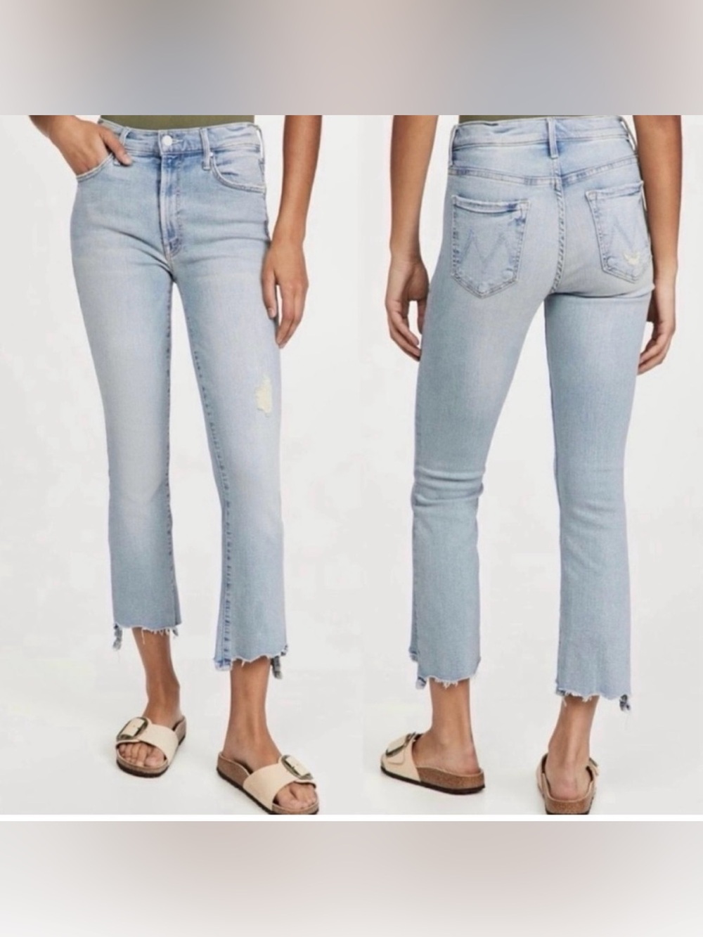 MOTHER The Insider Crop Step Chew Leg Jeans in Outerspace Wash Size 30